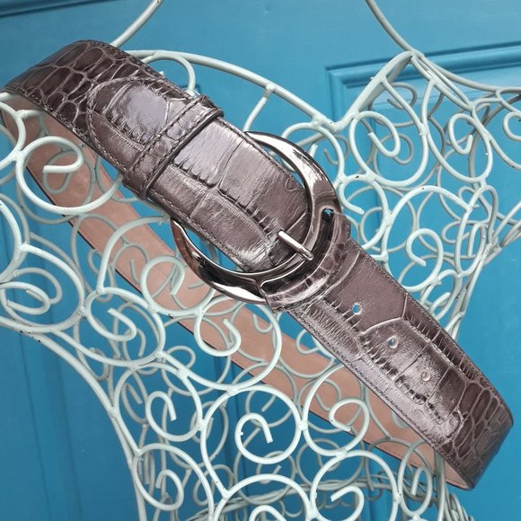 Genuine Leather Belt Alligator Embossed Wide Womens Real Patten Leather Belt M - Picture 4 of 16